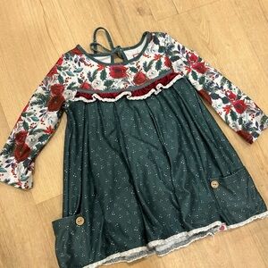 Cheeky Plum Christmas Floral Dress with Red and Green Accents